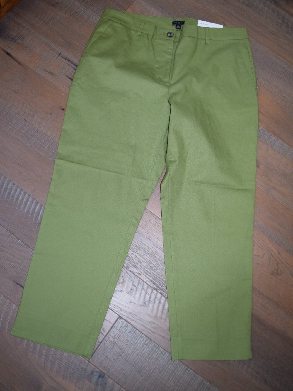 NWT Ann Taylor 12 The Crop Mid-Rise Slim Leg Ankle Chino Khaki Pants $90 V32 - Picture 3 of 3
